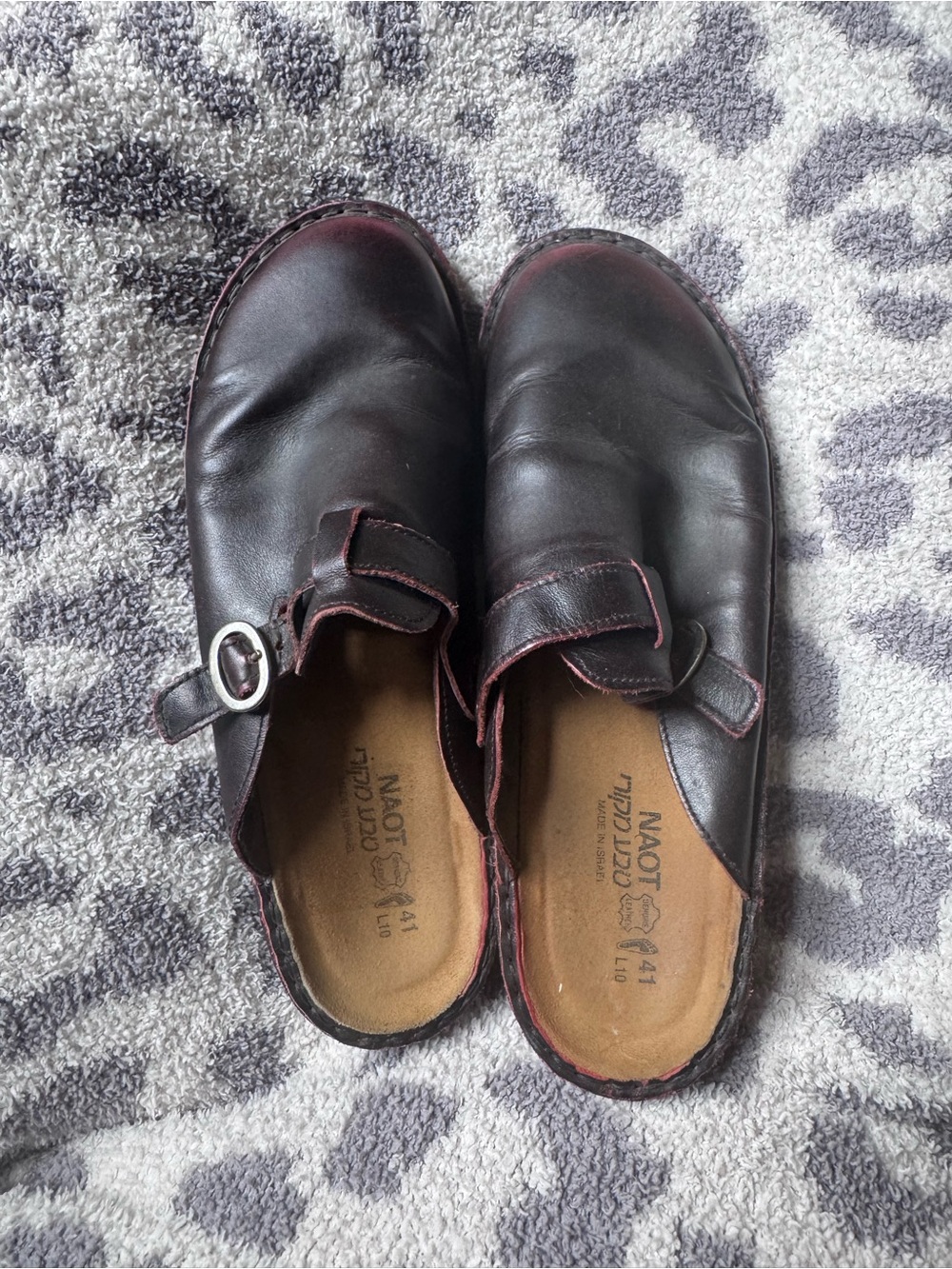Naot Mary Jane Clog - Dark Brown/Maroon Trim